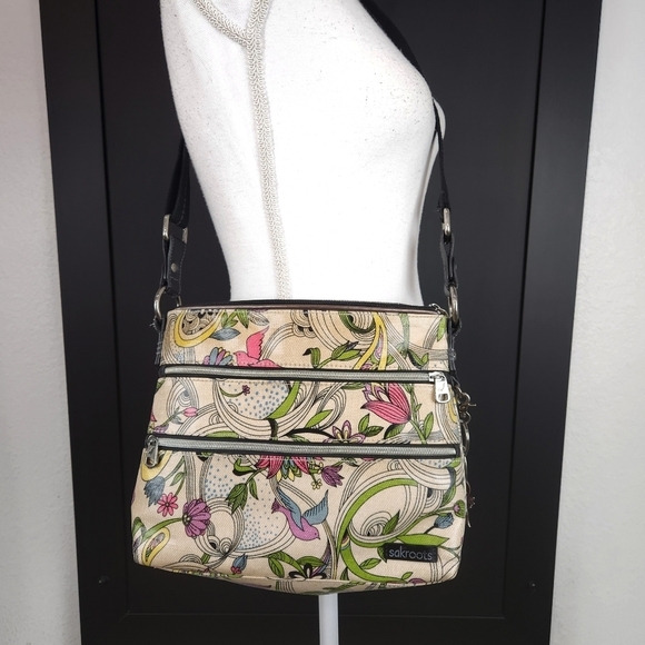 Sak Roots White Peace Dove Coated Canvas Purse - Picture 1 of 12